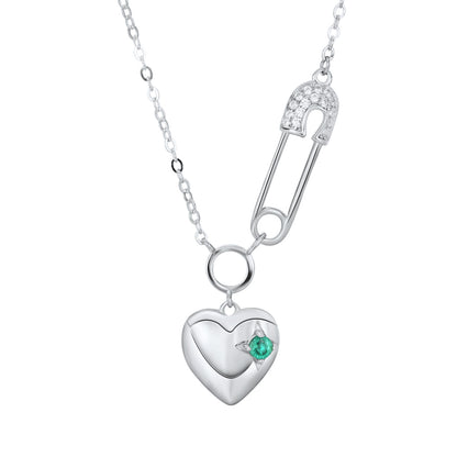 ✨ Collier Éclatant en Argent S925 - Pendentif Cœur Émeraude, Élégance Éternelle, Cadeau Parfait pour Femme