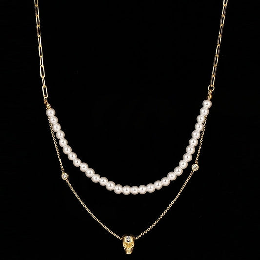 🌟 Collier Punk Élégant - Crâne Incrusté de Zircon, Style Y Unique, Idéal pour Affirmer Votre Originalité !