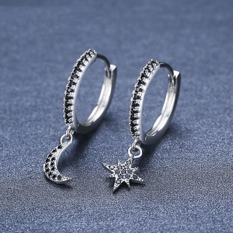 ✨ Élégantes Boucles d'Oreilles Étoile et Lune - Cuivre Premium, Design Raffiné, Accessoire Féminin Unique 🌙