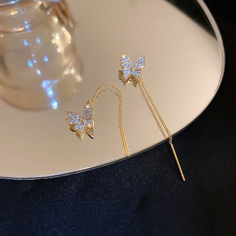 Image du produit 925 Silver Needle Long Tassel Butterfly Earrings