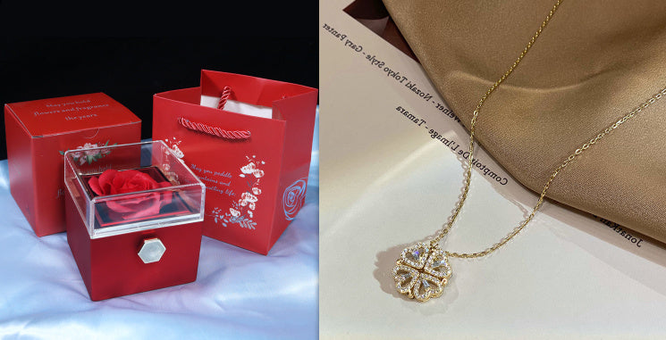 ✨ Collier Coeur Magnétique Rétro - Élégance Symbolique, Trèfle Porte-Bonheur 🍀 Cadeau Raffiné et Romantique 💖