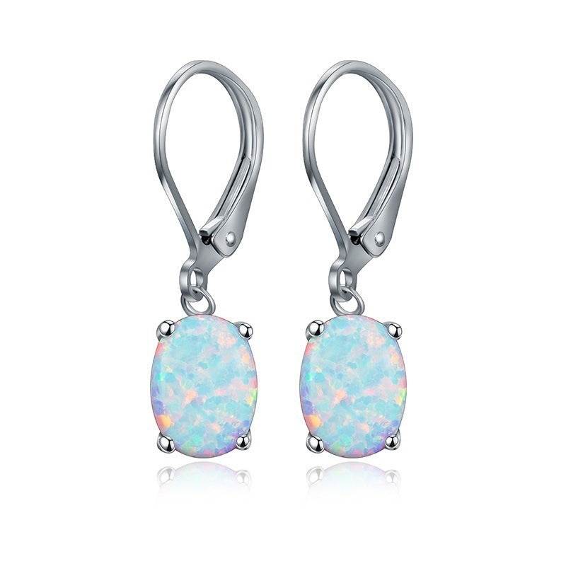 ✨ Élégantes Boucles d’Oreilles Opale Ovale - Design Raffiné à 4 Griffes, Un Style Européen et Américain Intemporel ✨