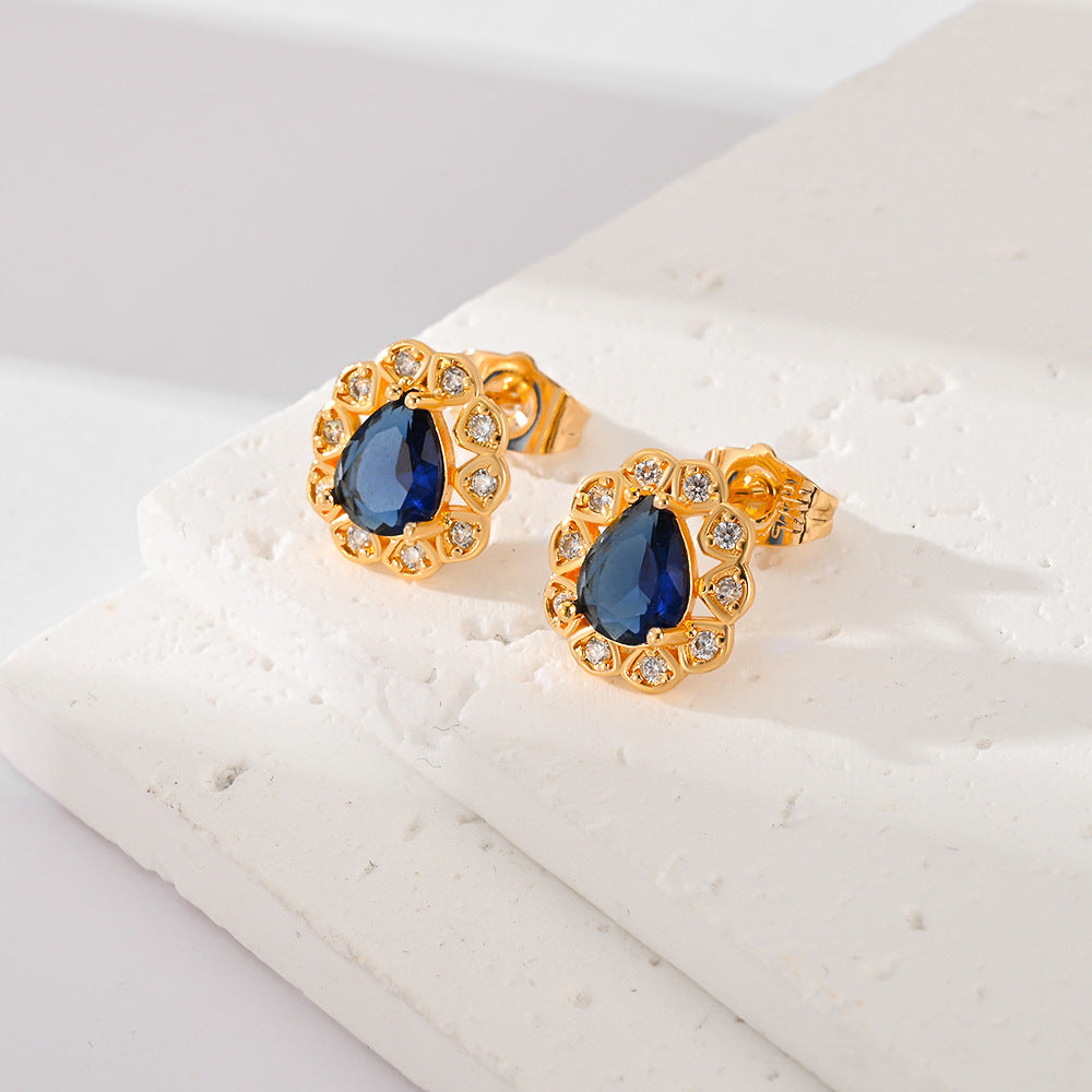 Boucles d'Oreilles en Zircon Multicolores – Éclat Vibrant, Style Intemporel !