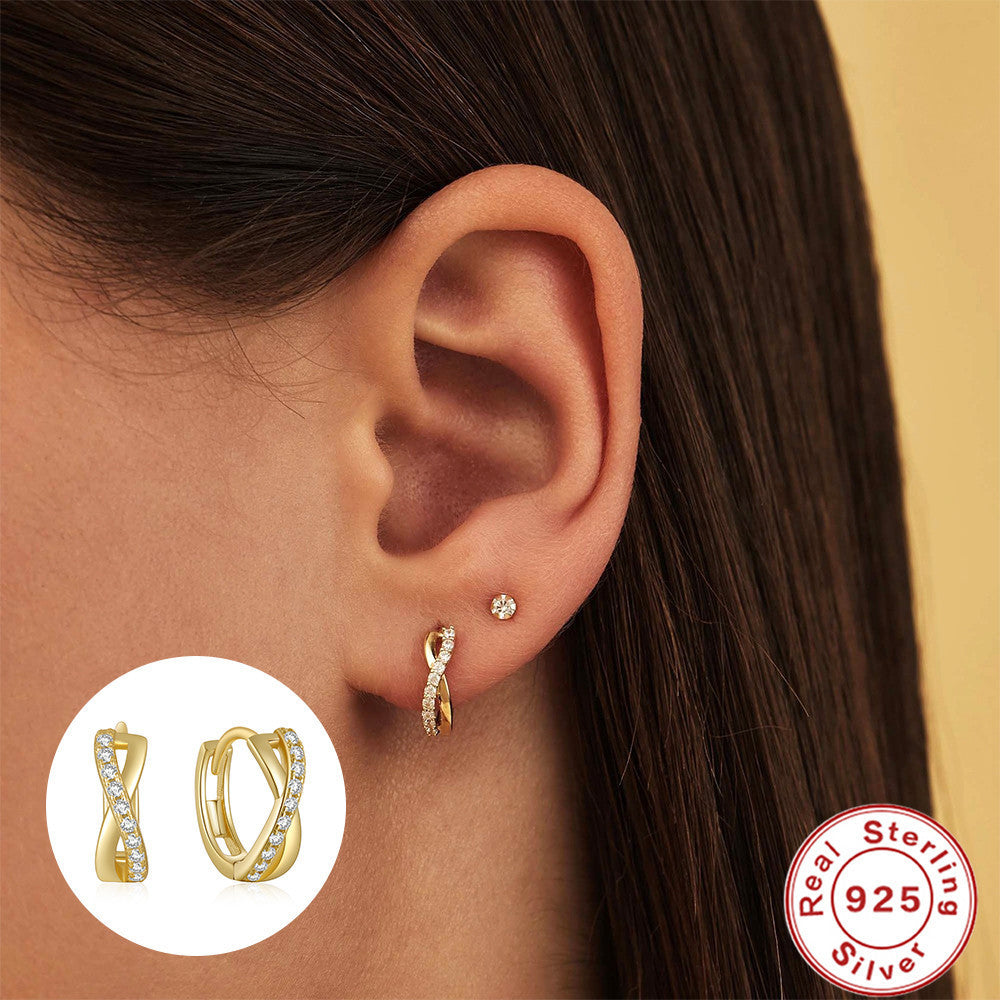 ✨ Élégantes Boucles d'Oreilles Pendantes en Argent S925 – Design Croix avec Strass Éclatants, Idéal pour Sublimer Votre Style