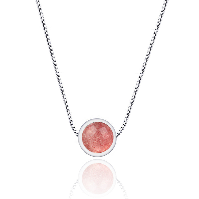 Élégant Collier Quartz Fraise Argent 925 - Bijou Intemporel, Raffiné et Premium pour Sublimer Votre Style