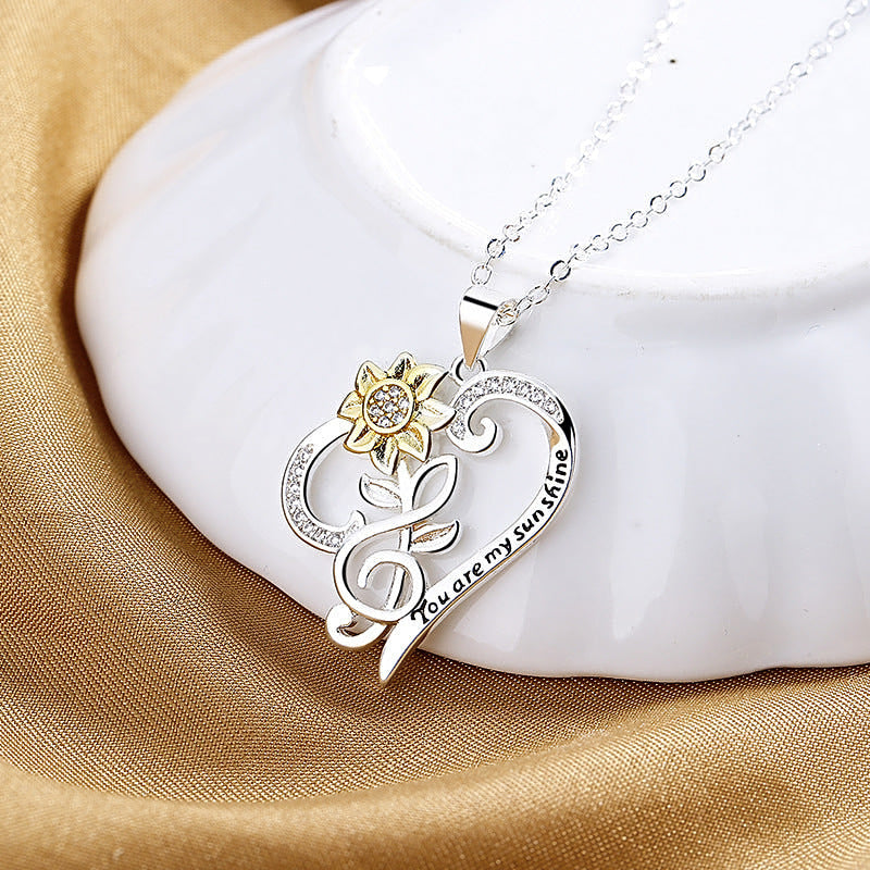 🌻 Élégant Collier Pendentif Tournesol Bicolore - Design Tendance, Parfait pour Sublimer et Illuminer Votre Décolleté