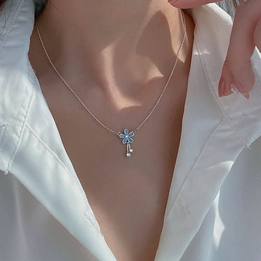 💎 Collier en Argent Pur S999 - Design Floral Élégant, Idéal pour l'Été et les Occasions Spéciales